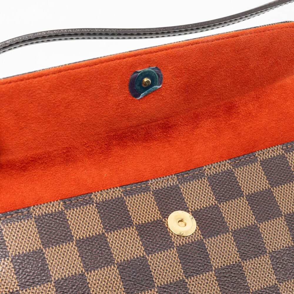 AAA Replica Louis Vuitton LV VINTAGE FLAP SHOULDER BAG DAMIER EBENE GHW
