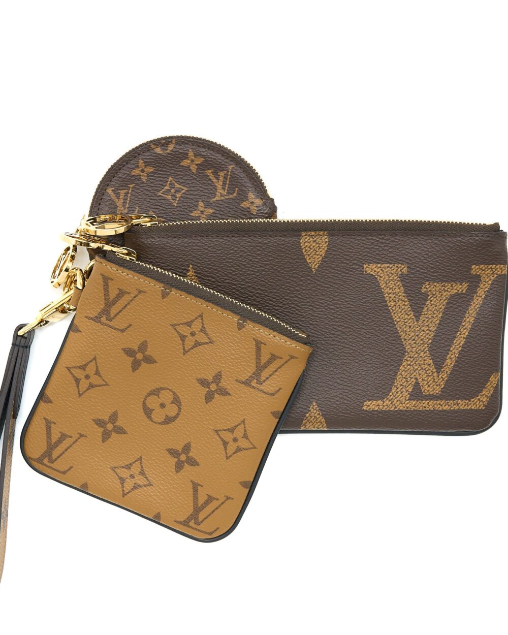 AAA Replica Louis Vuitton LV TRIO POUCH M68756 MONOGRAM REVERSE GHW M68756