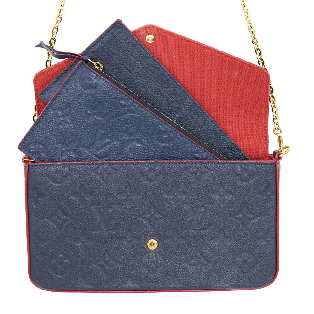 AAA Replica Louis Vuitton LV FELICIE POCHETTE MONOGRAM EMPREINTE NAVY GHW