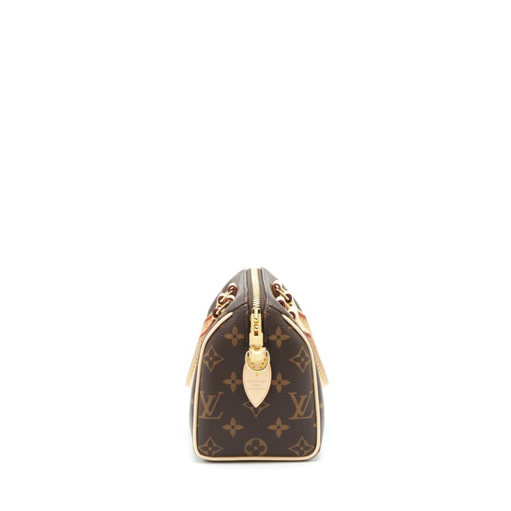 AAA Replica Louis Vuitton LV SPEEDY BANDOULIERE 20 MONOGRAM CANVAS/BLACK MULTICOLOUR STRAP