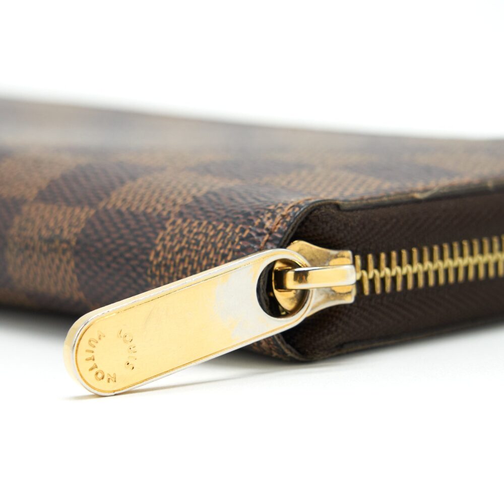 AAA Replica Louis Vuitton LV ZIPPER LONG WALLET DAMIER EBENE GHW