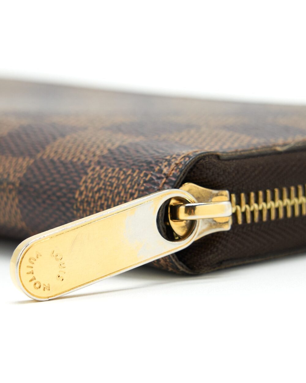 AAA Replica Louis Vuitton LV ZIPPER LONG WALLET DAMIER EBENE GHW