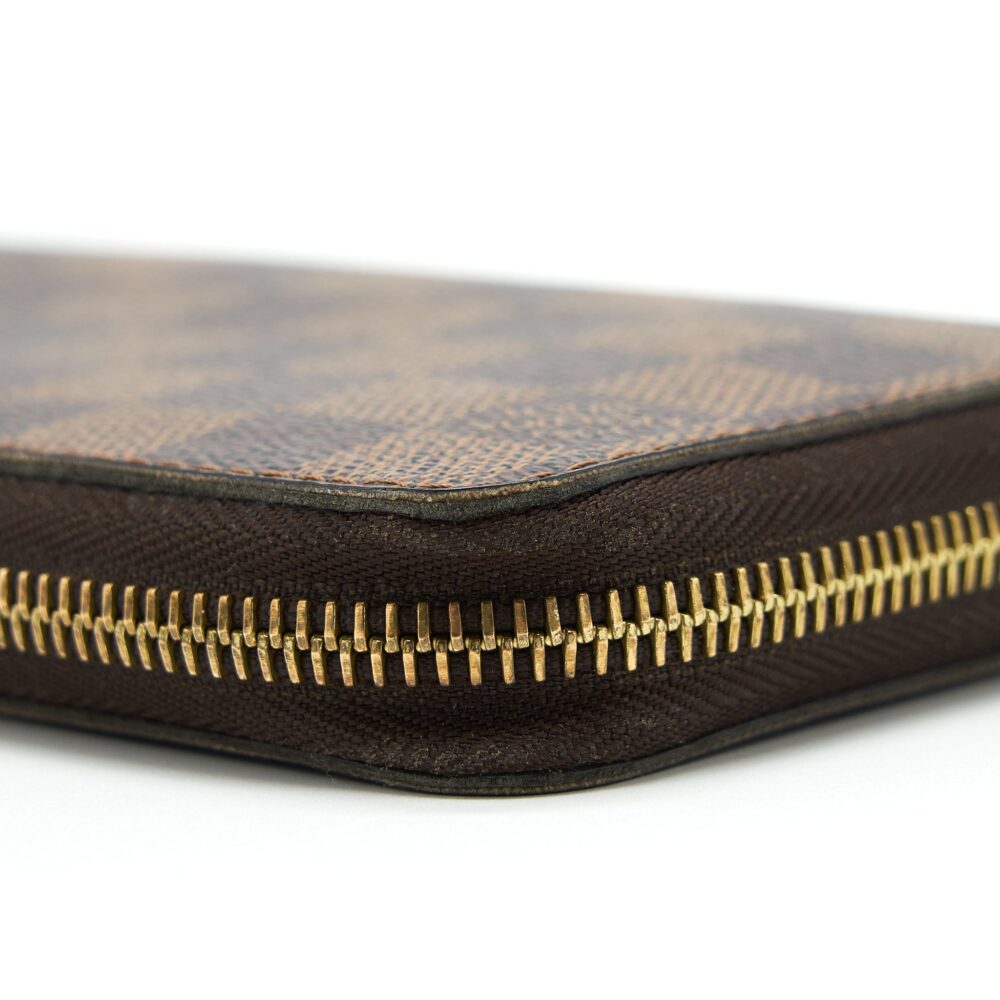 AAA Replica Louis Vuitton LV ZIPPER LONG WALLET DAMIER EBENE GHW