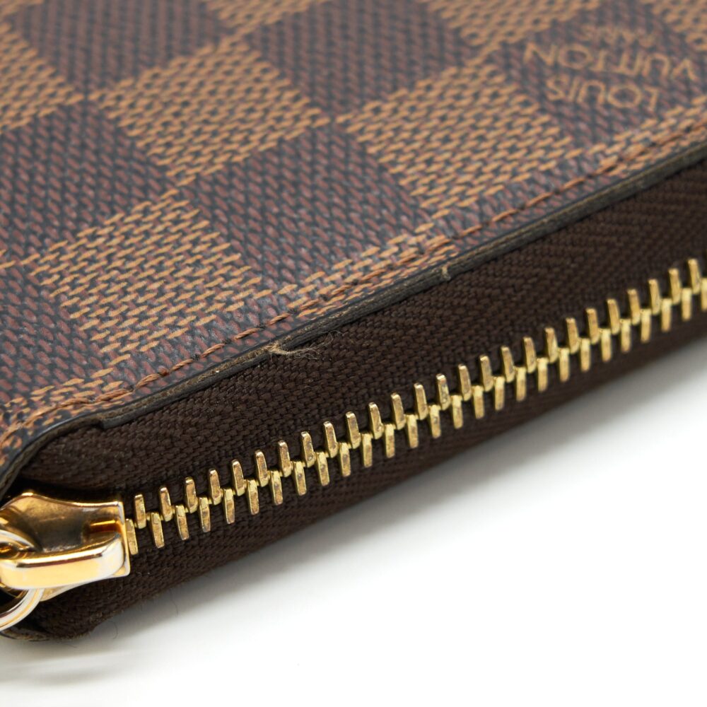 AAA Replica Louis Vuitton LV ZIPPER LONG WALLET DAMIER EBENE GHW