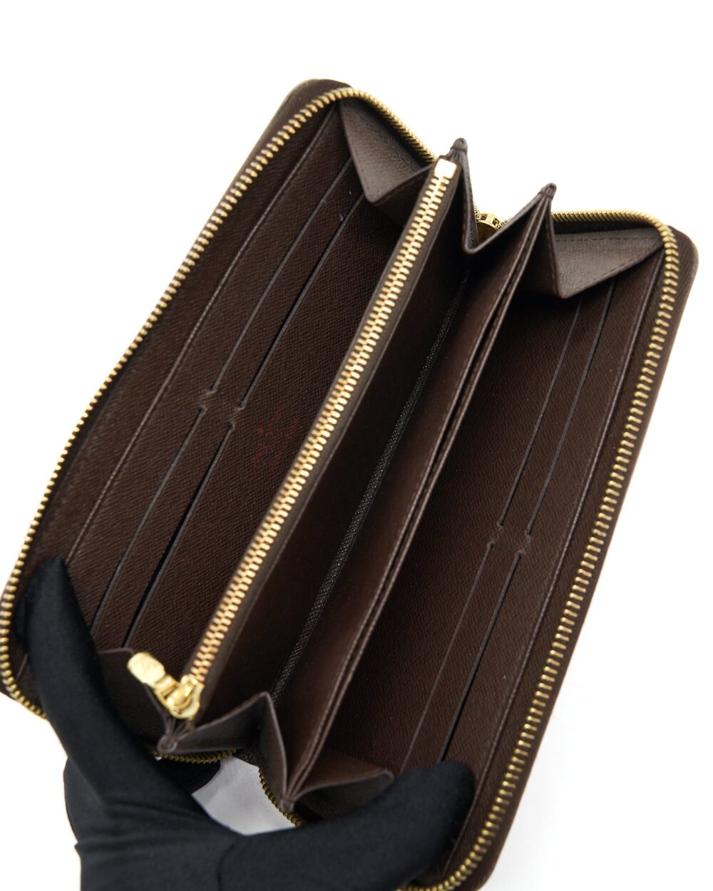 AAA Replica Louis Vuitton LV ZIPPER LONG WALLET DAMIER EBENE GHW