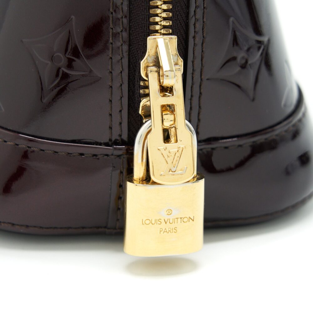 AAA Replica Louis Vuitton LV ALMA BB MONOGRAM VERNIS LEATHER AMARANTE