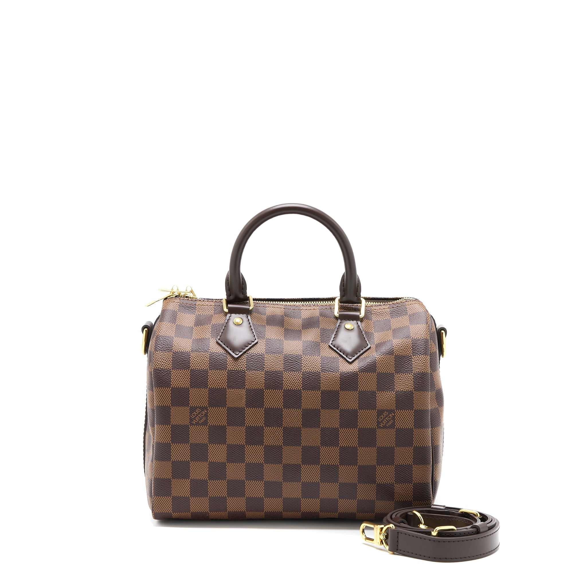 AAA Replica Louis Vuitton LV SPEEDY BANDOULIERE 25 DAMIER EBENE CANVAS GHW