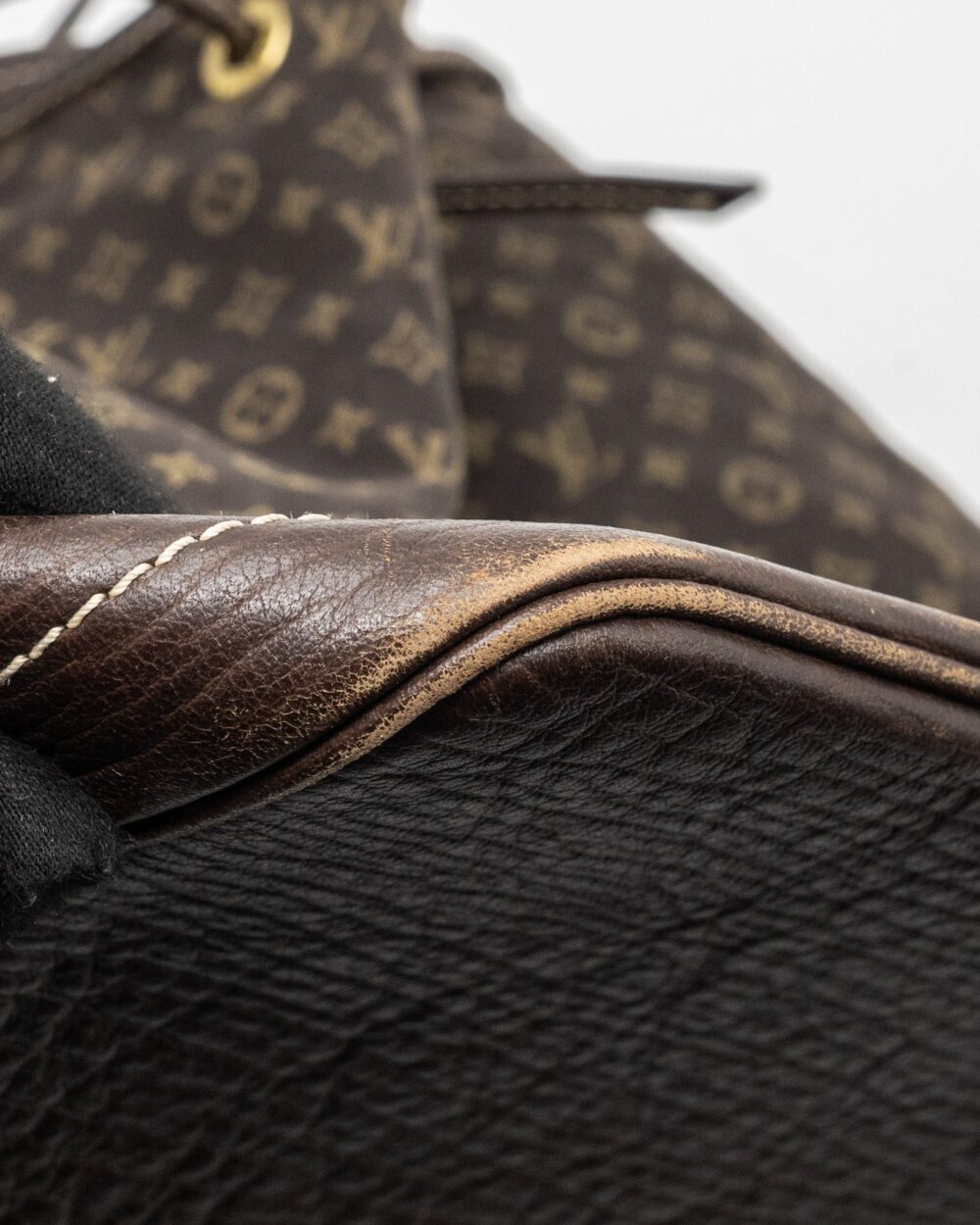 AAA Replica Louis Vuitton LV LIN NOE BAG FABRIC/LEATHER EBENE GHW