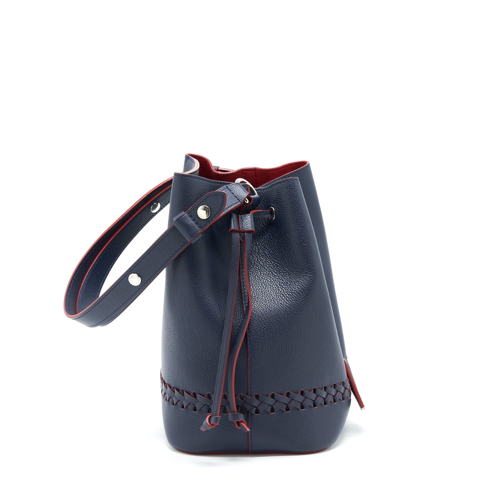 AAA Replica Louis Vuitton LV LOCKME BUCKET BAG NAVY/RED WITH AN EXTRA BAG CHARM SHW