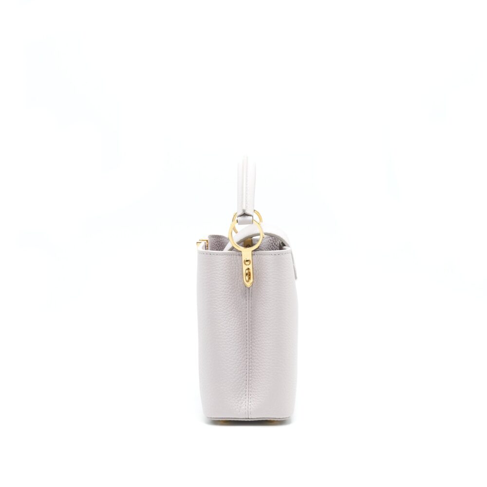 AAA Replica Louis Vuitton LV CAPUCINES BB BRUME GREY GOLD HARWARE WITH ABALONE-SHELL