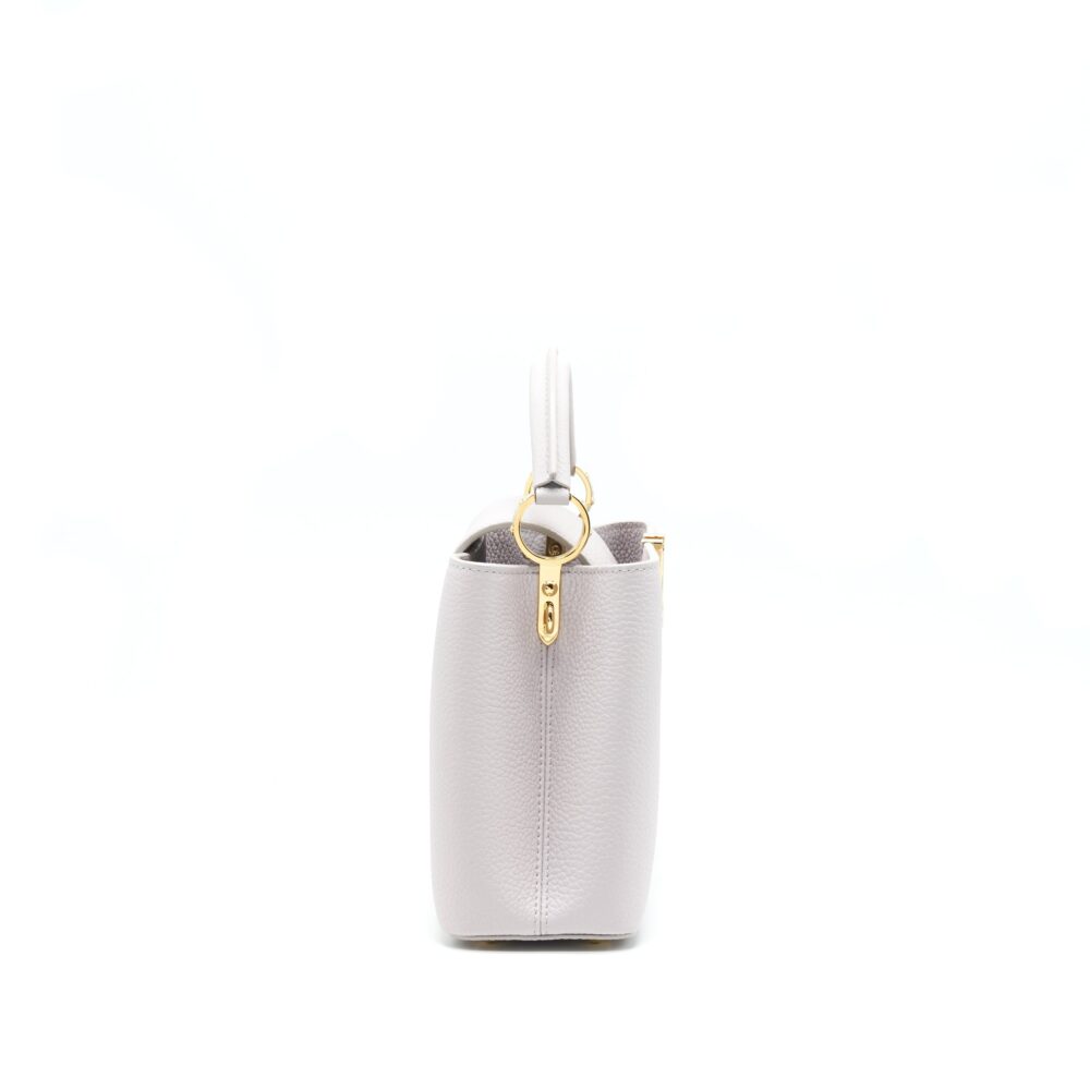 AAA Replica Louis Vuitton LV CAPUCINES BB BRUME GREY GOLD HARWARE WITH ABALONE-SHELL