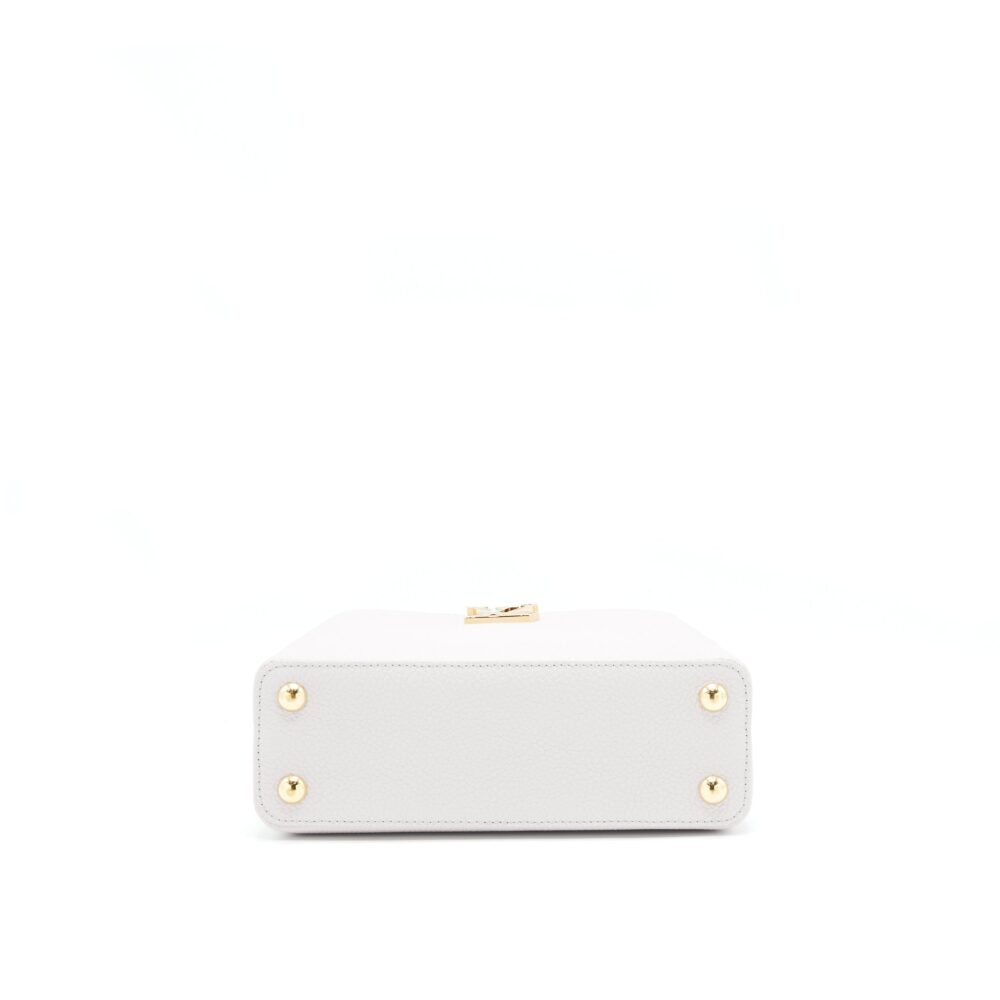 AAA Replica Louis Vuitton LV CAPUCINES BB BRUME GREY GOLD HARWARE WITH ABALONE-SHELL