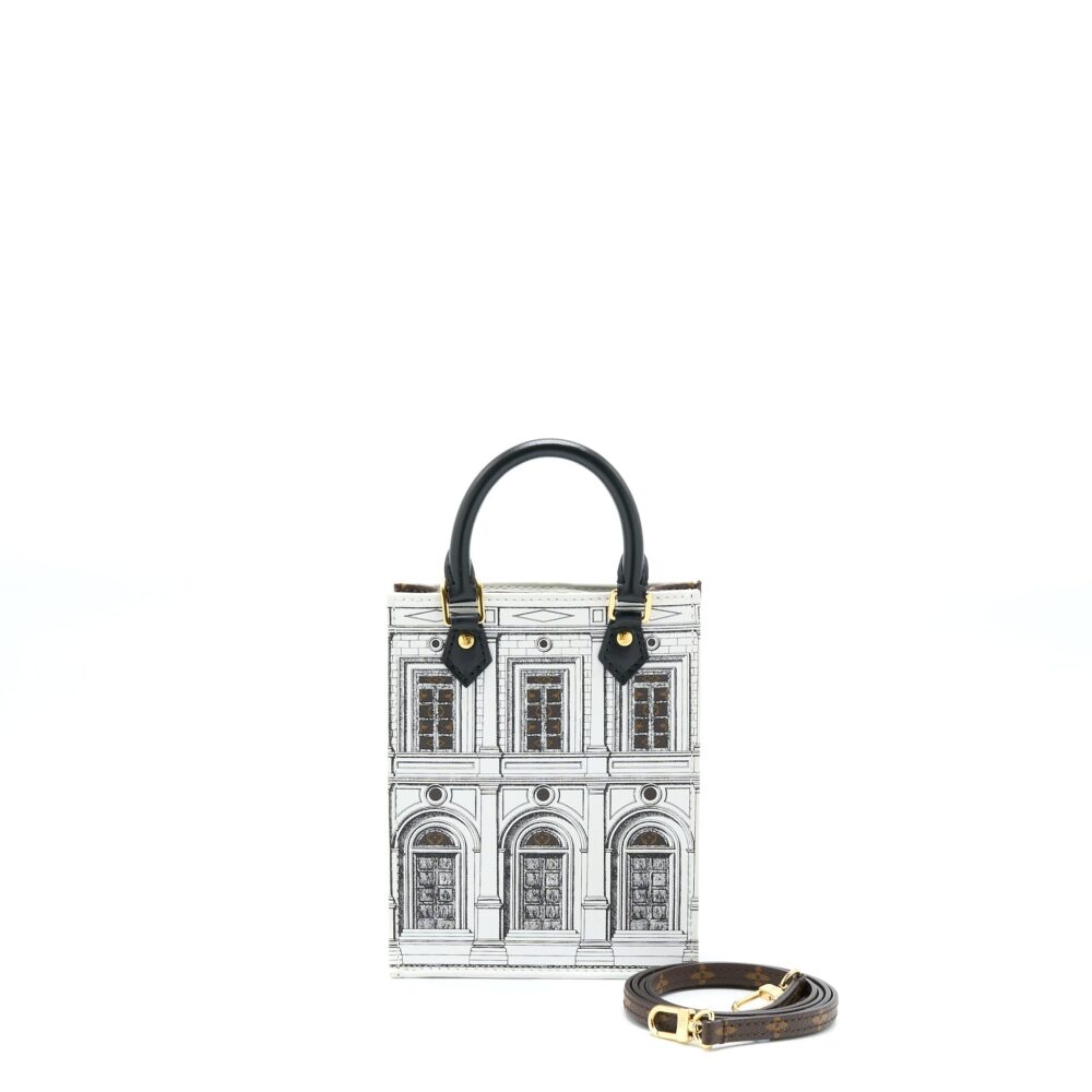 AAA Replica Louis Vuitton LV PETIT SAC PLAT BAG WHITE/BLACK FORNASETTI MONOGRAM CANVAS GHW
