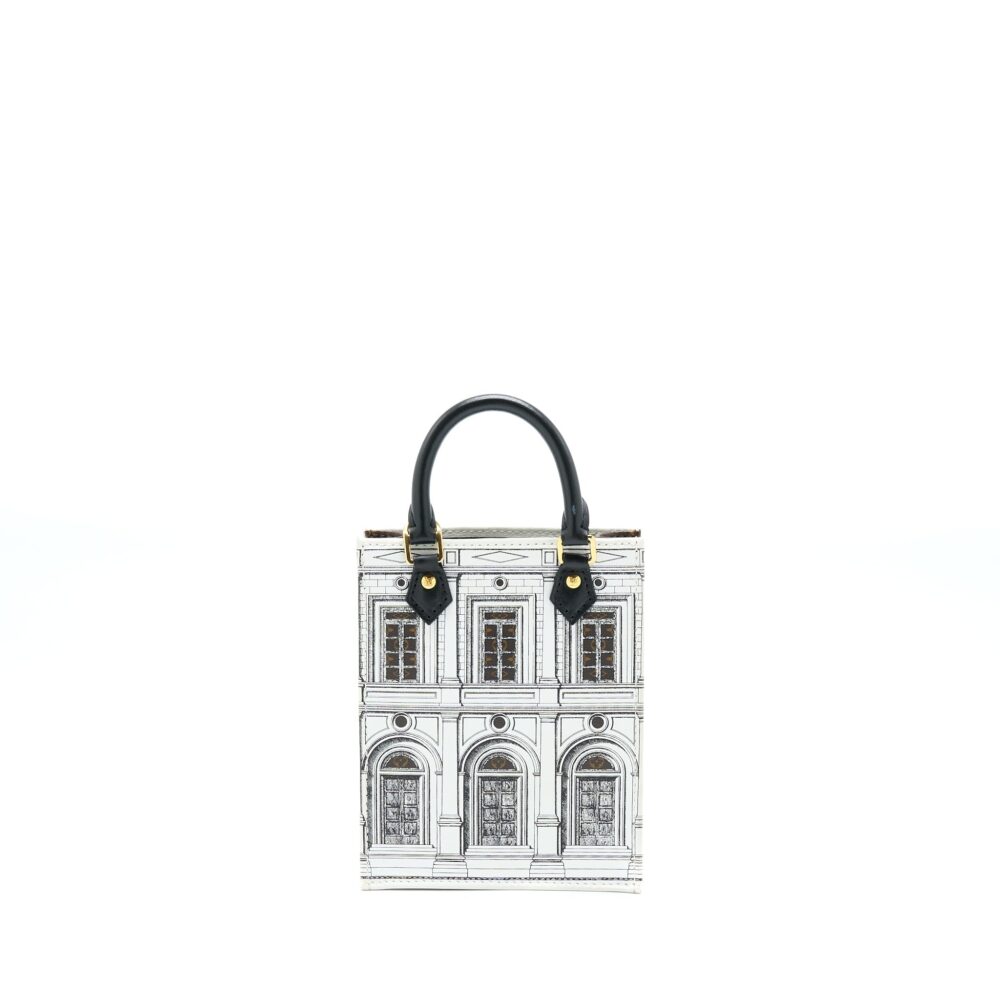 AAA Replica Louis Vuitton LV PETIT SAC PLAT BAG WHITE/BLACK FORNASETTI MONOGRAM CANVAS GHW