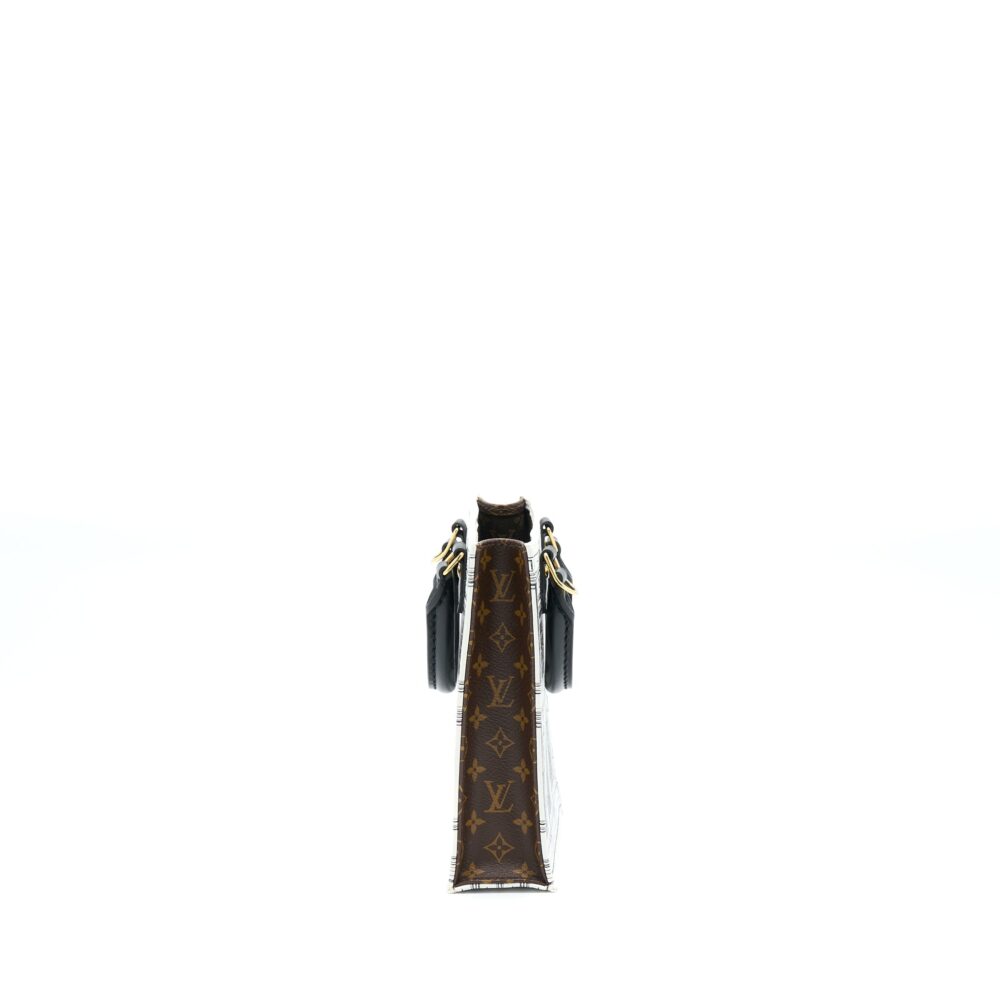 AAA Replica Louis Vuitton LV PETIT SAC PLAT BAG WHITE/BLACK FORNASETTI MONOGRAM CANVAS GHW
