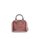 AAA Replica Louis Vuitton LV ALMA BB PATENT LEATHER METALLIC PINK WITH BLACK HANDLE SHW