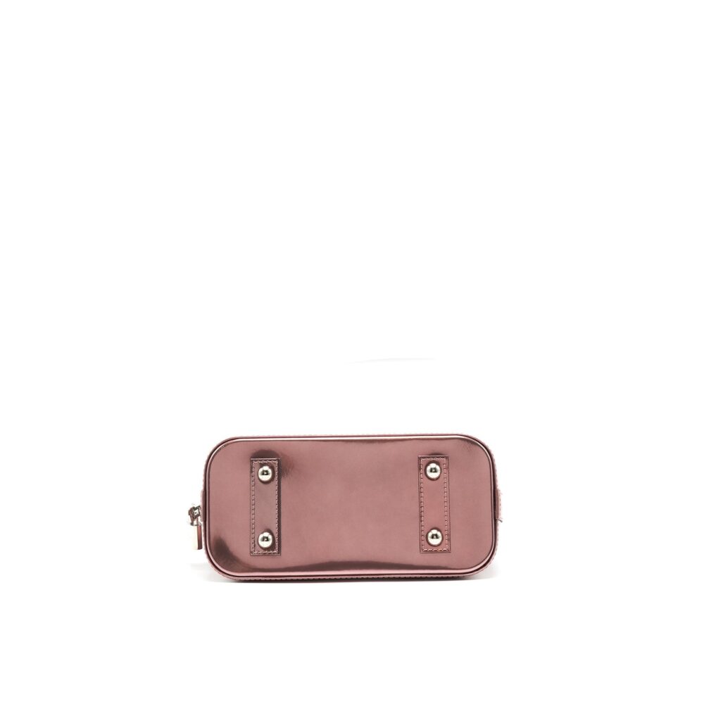AAA Replica Louis Vuitton LV ALMA BB PATENT LEATHER METALLIC PINK WITH BLACK HANDLE SHW