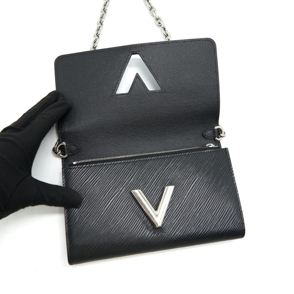 AAA Replica Louis Vuitton LV TWIST WALLET ON CHAIN BLACK SHW EPI LEATHER