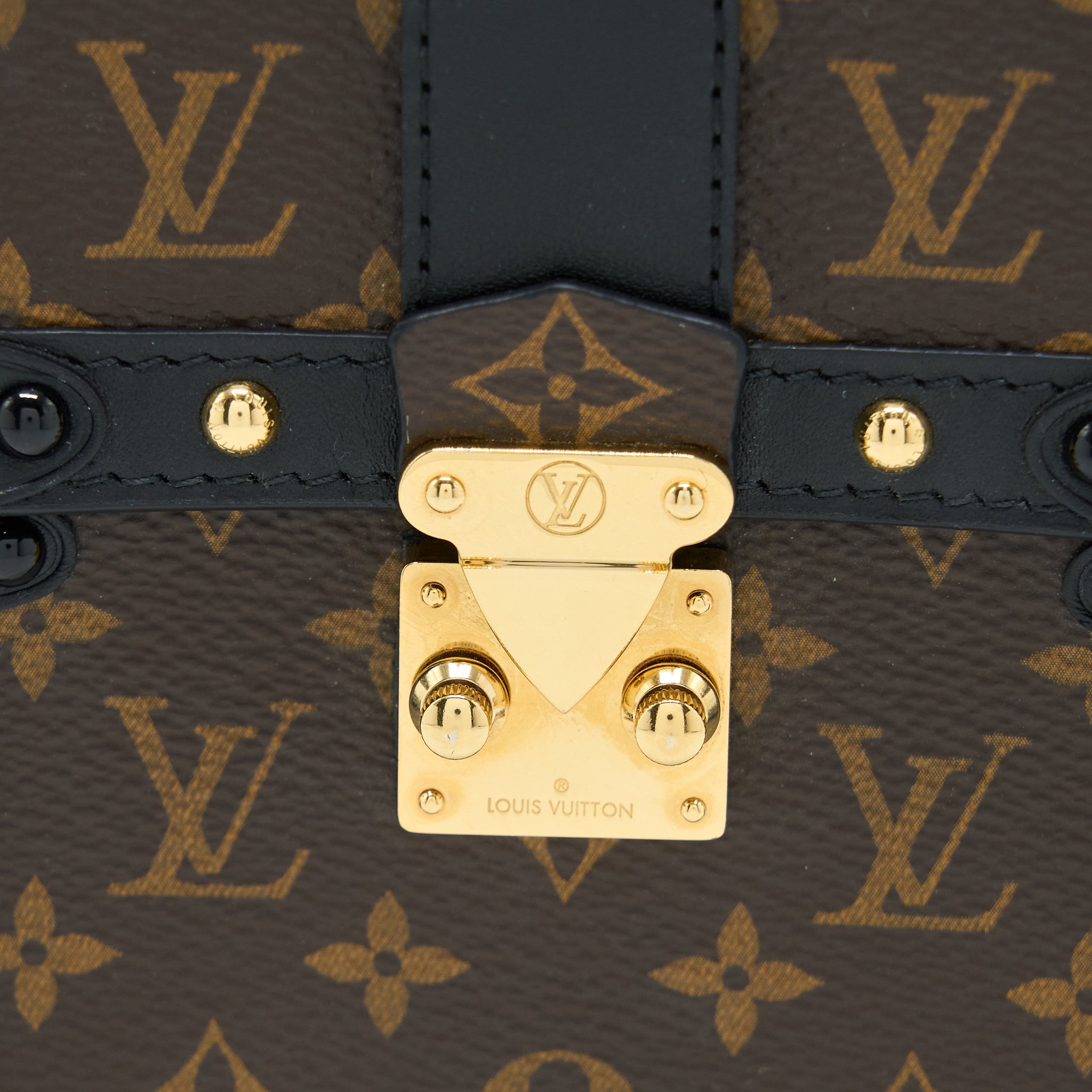 AAA Replica Louis Vuitton LV VERTICAL TRUNK POCHETTE MONOGRAM CANVAS GHW