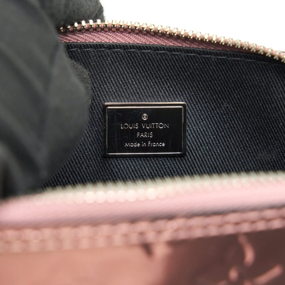 AAA Replica Louis Vuitton LV ALMA BB PATENT LEATHER METALLIC PINK WITH BLACK HANDLE SHW