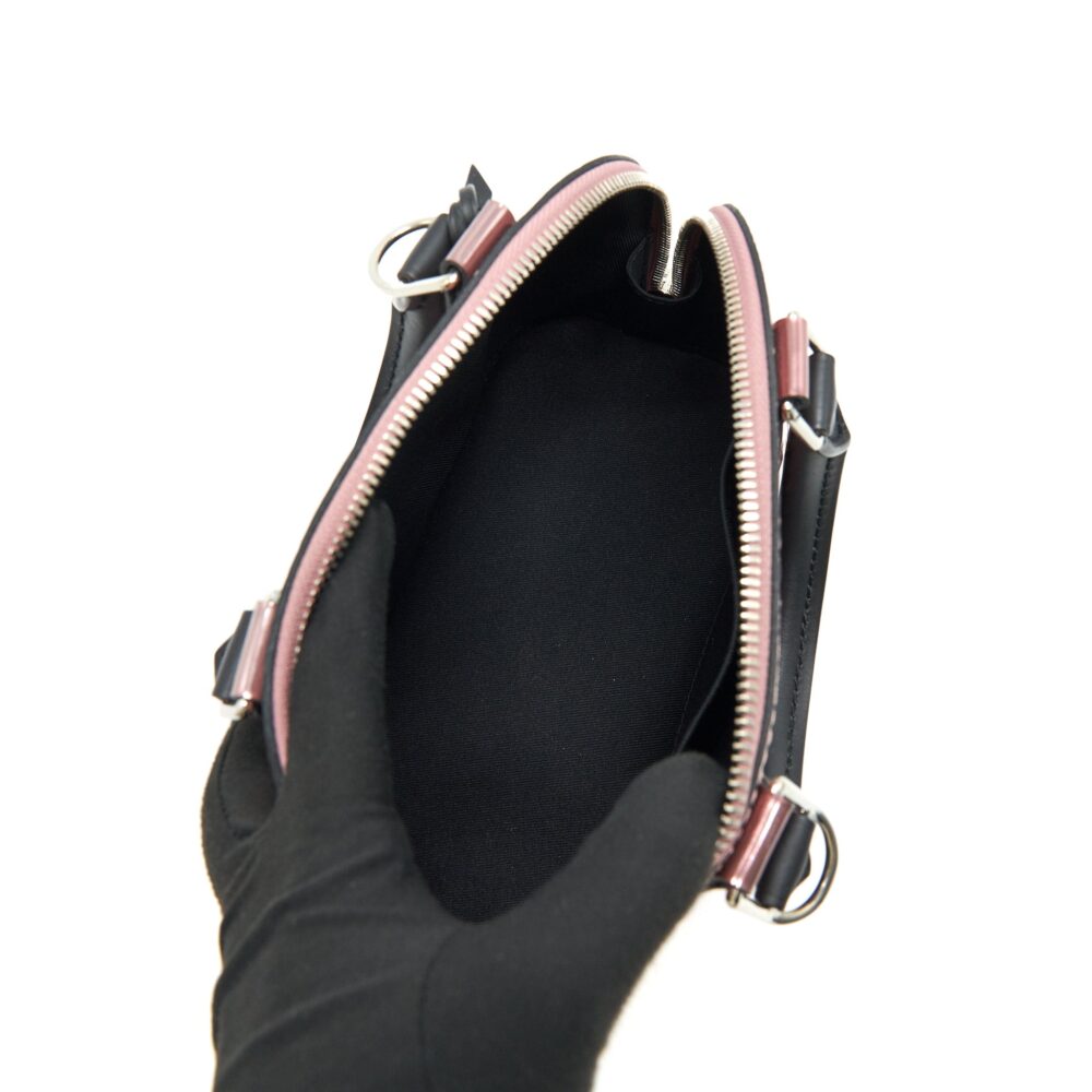 AAA Replica Louis Vuitton LV ALMA BB PATENT LEATHER METALLIC PINK WITH BLACK HANDLE SHW