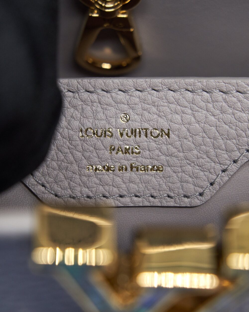 AAA Replica Louis Vuitton LV CAPUCINES BB BRUME GREY GOLD HARWARE WITH ABALONE-SHELL