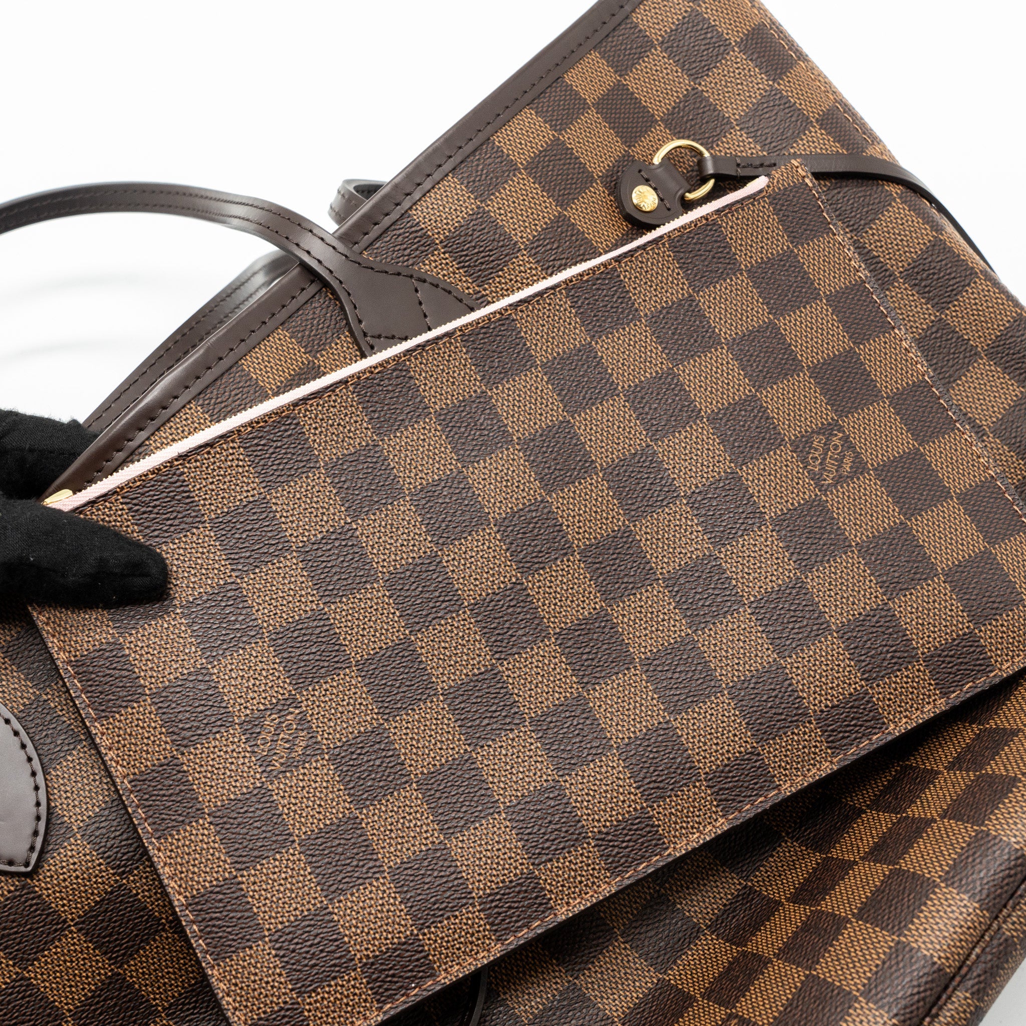 AAA Replica Louis Vuitton LV NEVERFULL MM MONOGRAM DAMIER EBENE CANVAS / ROSE BALLERINA GHW