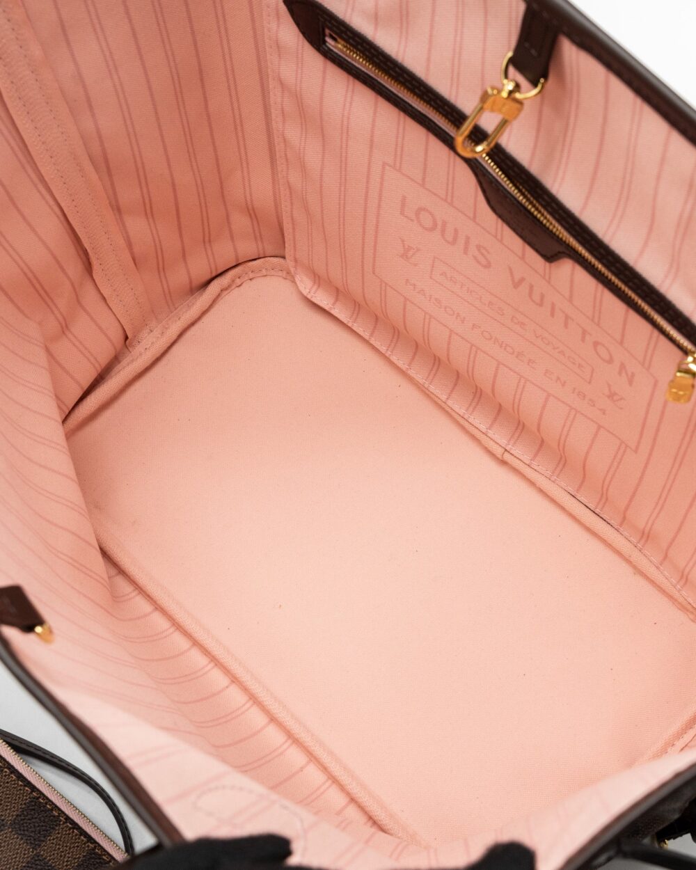 AAA Replica Louis Vuitton LV NEVERFULL MM MONOGRAM DAMIER EBENE CANVAS / ROSE BALLERINA GHW