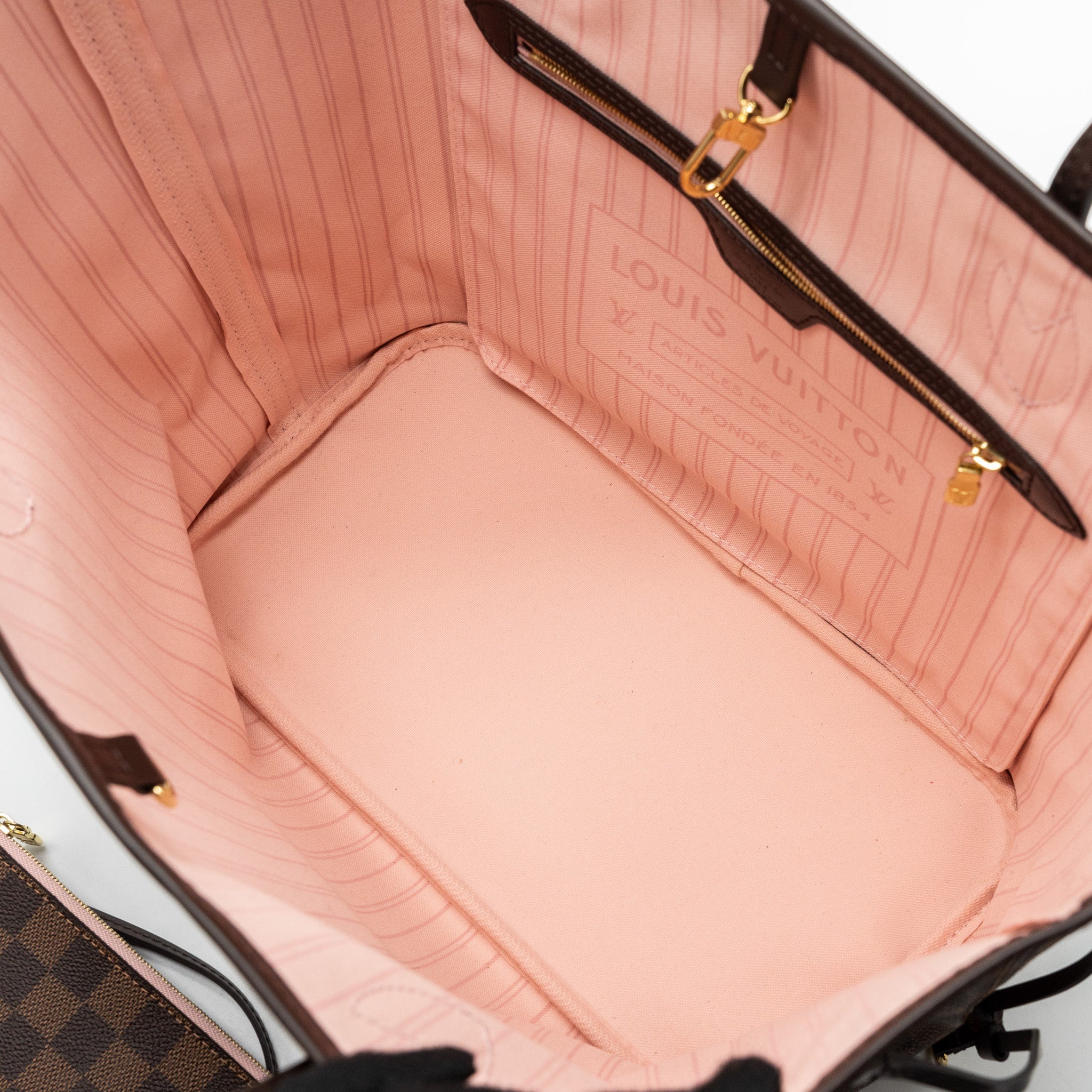 AAA Replica Louis Vuitton LV NEVERFULL MM MONOGRAM DAMIER EBENE CANVAS / ROSE BALLERINA GHW