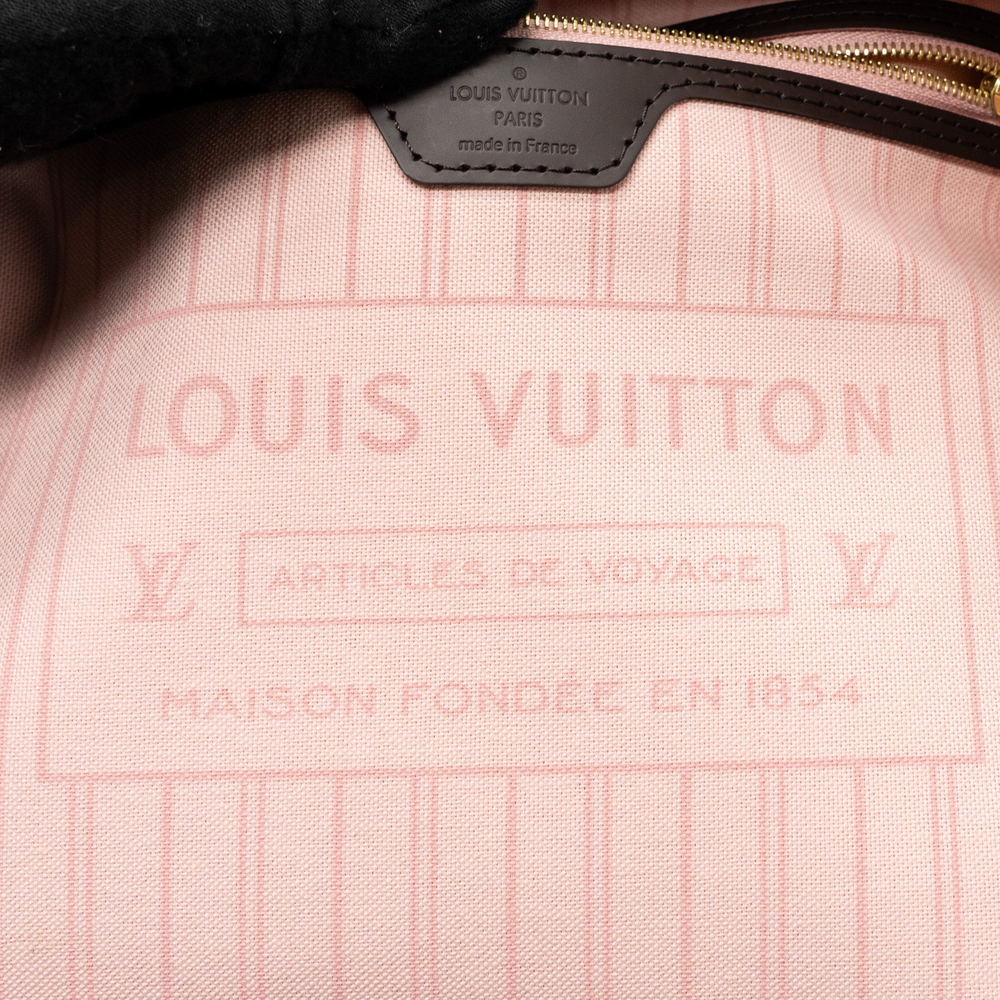 AAA Replica Louis Vuitton LV NEVERFULL MM MONOGRAM DAMIER EBENE CANVAS / ROSE BALLERINA GHW