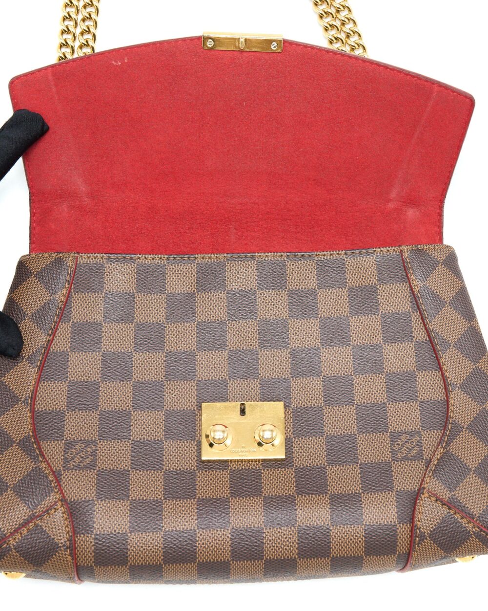 AAA Replica Louis Vuitton LV FLAP CHAIN BAG DAMIER EBENE GHW