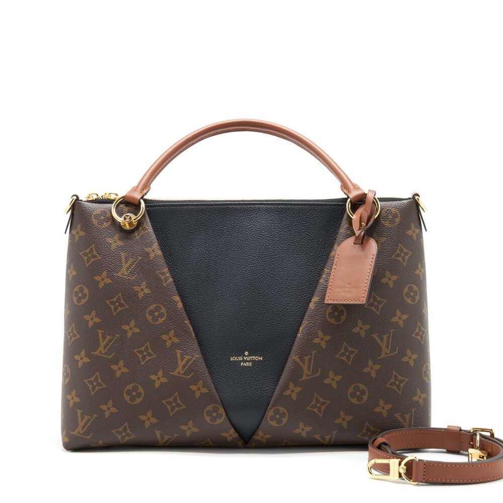 AAA Replica Louis Vuitton LV V TOTE BAG MEDIUM BLACK GHW