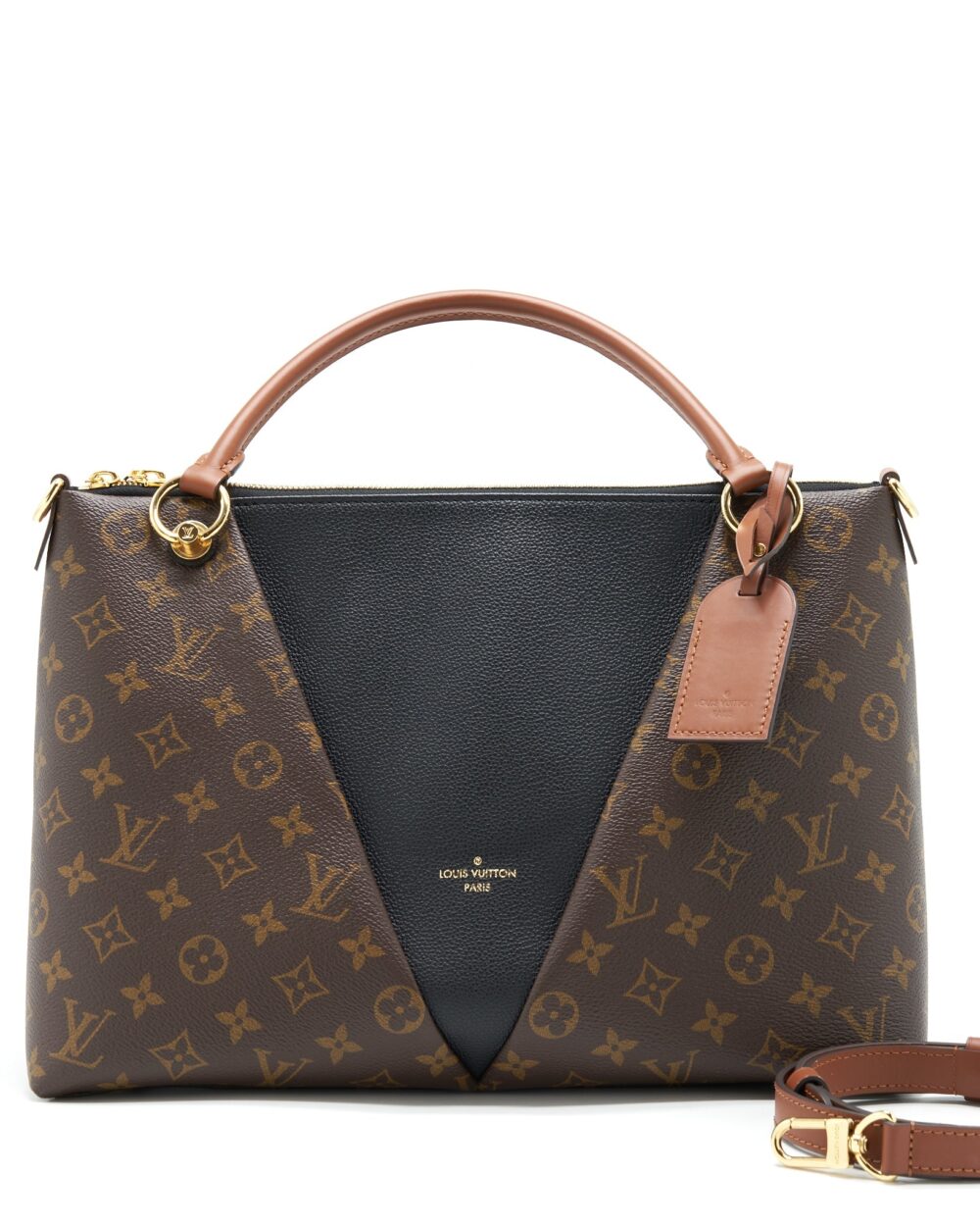 AAA Replica Louis Vuitton LV V TOTE BAG MEDIUM BLACK GHW