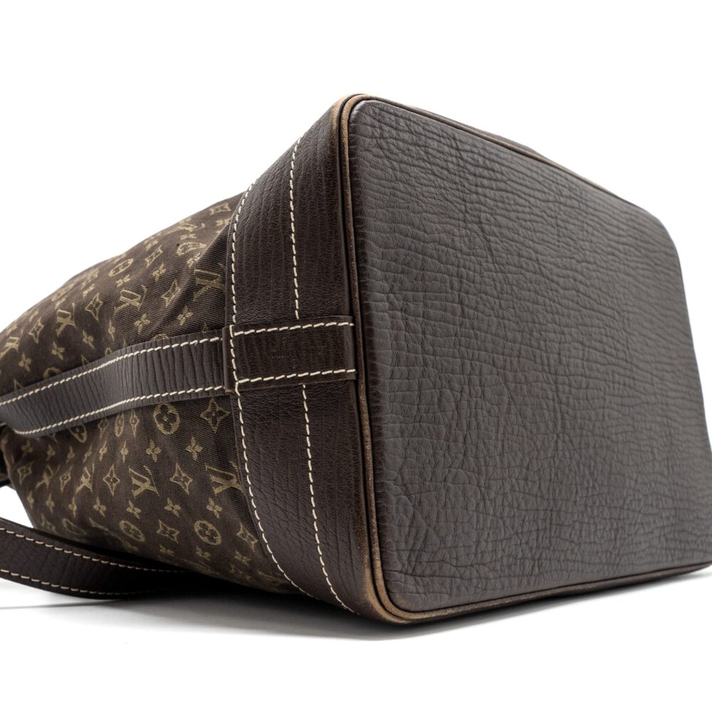 AAA Replica Louis Vuitton LV LIN NOE BAG FABRIC/LEATHER EBENE GHW