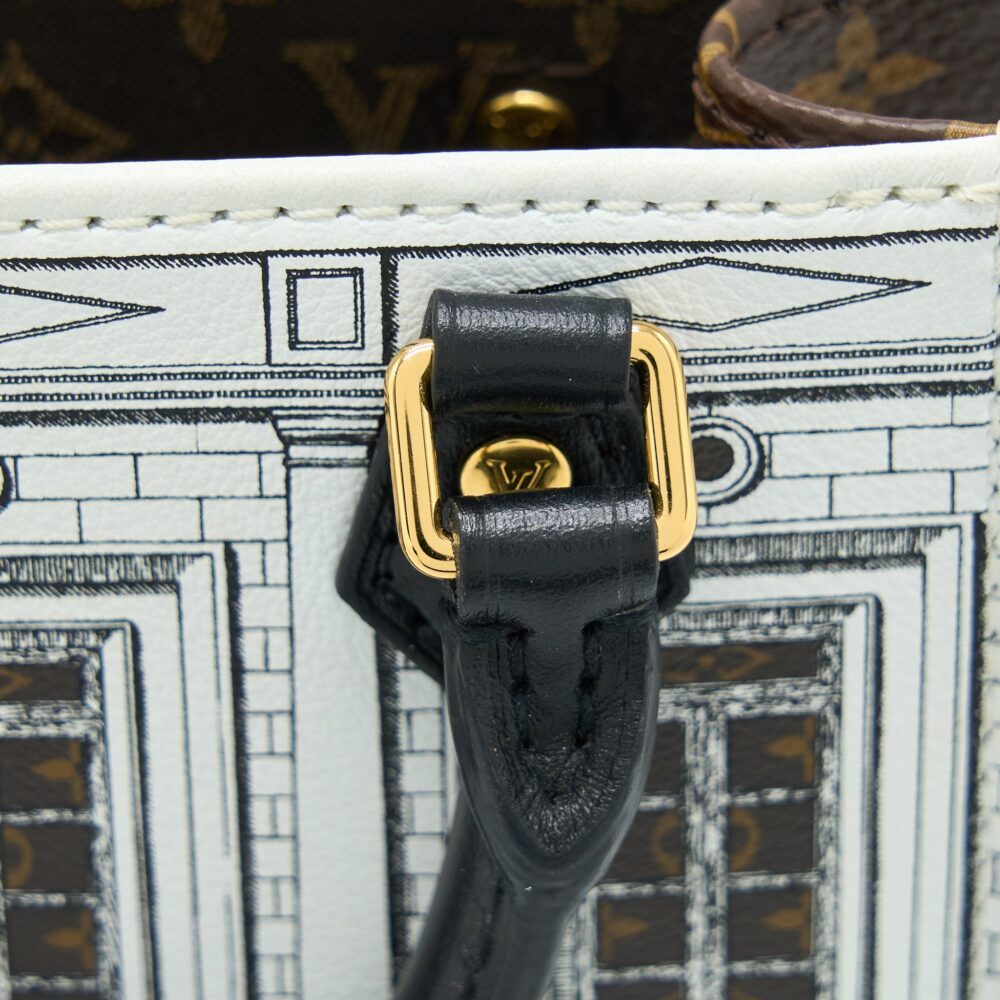AAA Replica Louis Vuitton LV PETIT SAC PLAT BAG WHITE/BLACK FORNASETTI MONOGRAM CANVAS GHW