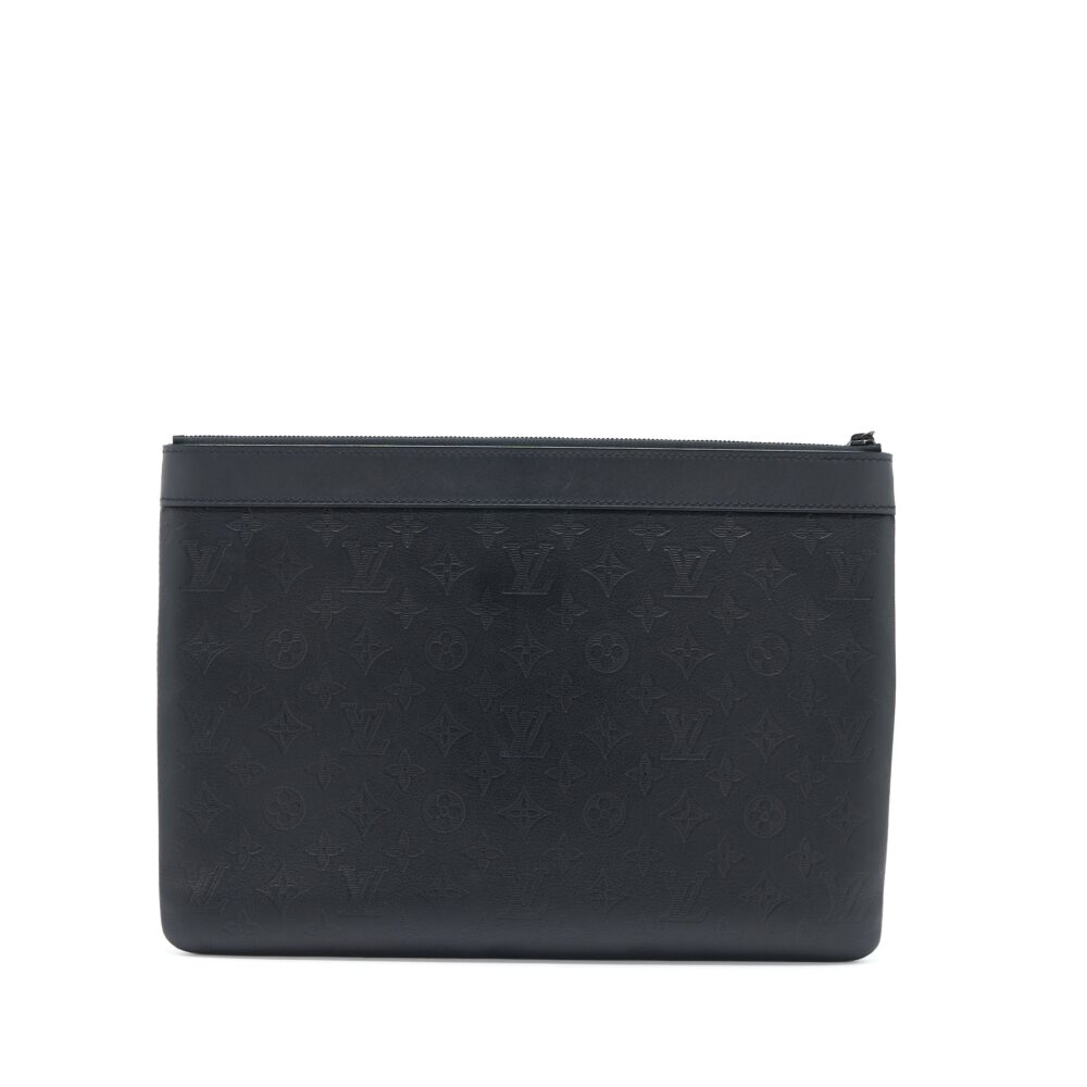 AAA Replica Louis Vuitton LV DISCOVERY POCHETTE MONOGRAM SHADOW BLACK WITH BLACK HARDWARE