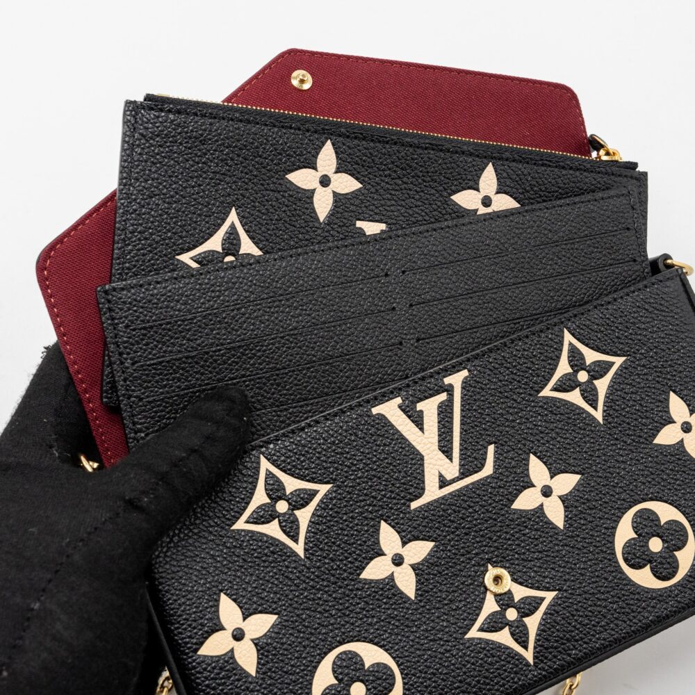AAA Replica Louis Vuitton LV FELICIE POCHETTE MONOGRAM EMPREINTE LEATHER BLACK/BEIGE GHW