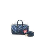 AAA Replica Louis Vuitton LV KEEPALL XS MONOGRAM DENIM/LEATHER BLUE GHW
