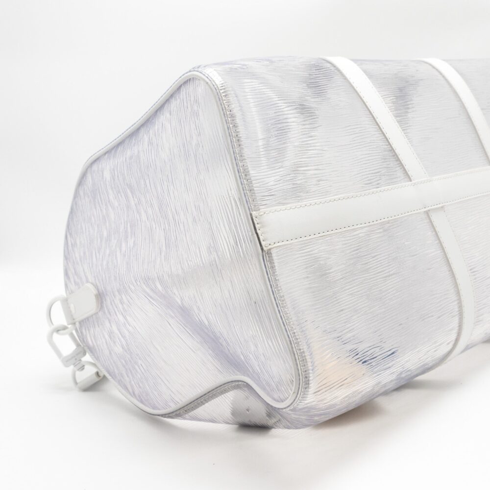 AAA Replica Louis Vuitton LV WAVY KEEPALL 50 EPI PLAGE WHITE