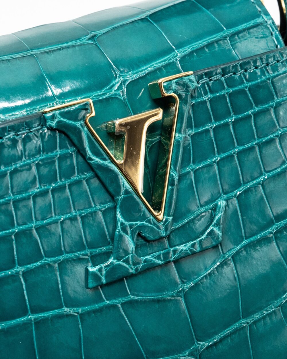 AAA Replica Louis Vuitton LV CAPUCINES MINI CROCODILE BRILLANT BLUE CANARD GHW