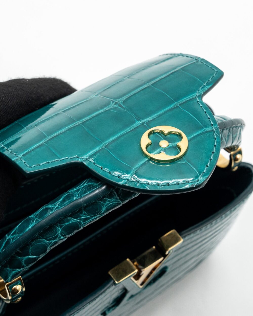 AAA Replica Louis Vuitton LV CAPUCINES MINI CROCODILE BRILLANT BLUE CANARD GHW