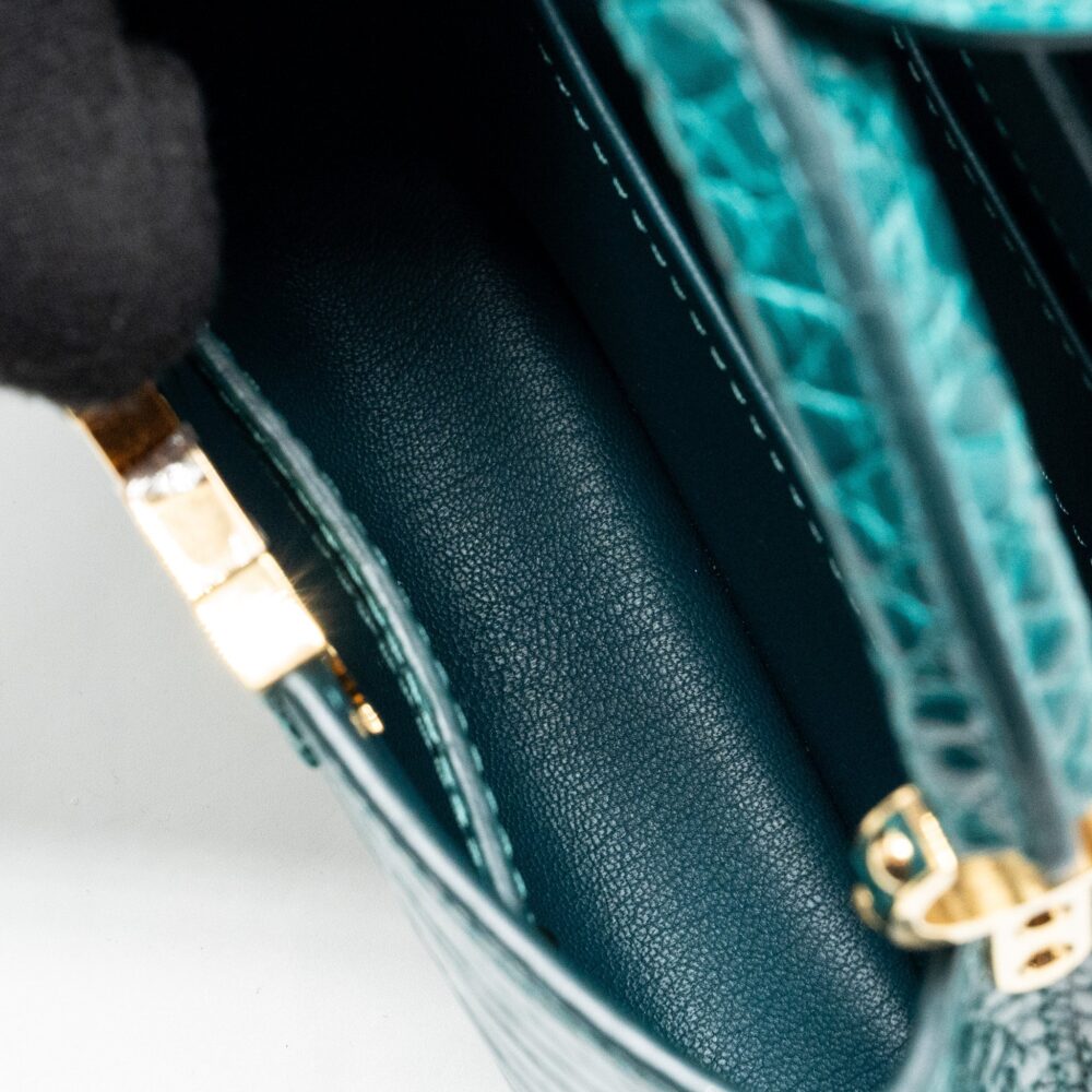 AAA Replica Louis Vuitton LV CAPUCINES MINI CROCODILE BRILLANT BLUE CANARD GHW