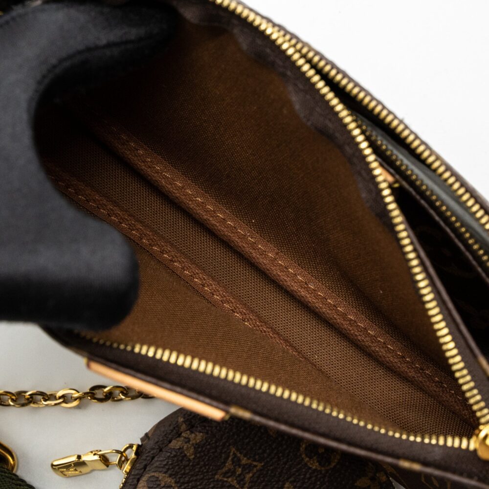 AAA Replica Louis Vuitton LV MULTI POCHETTE ACCESSORIES MONOGRAM CANVAS KHAKI STRAP GHW