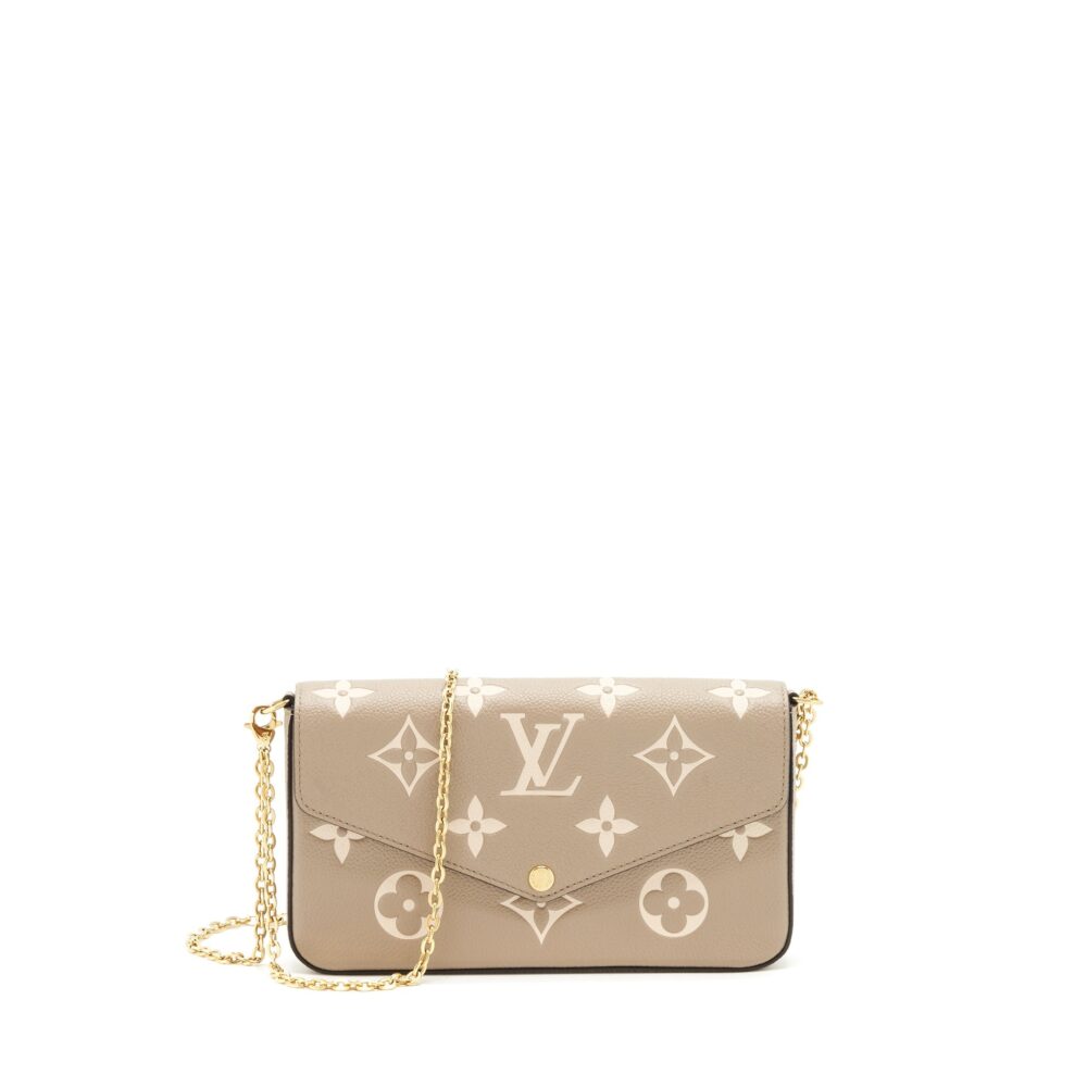 AAA Replica Louis Vuitton LV FELICIE POCHETTE TOURTERELLE/CREME GHW
