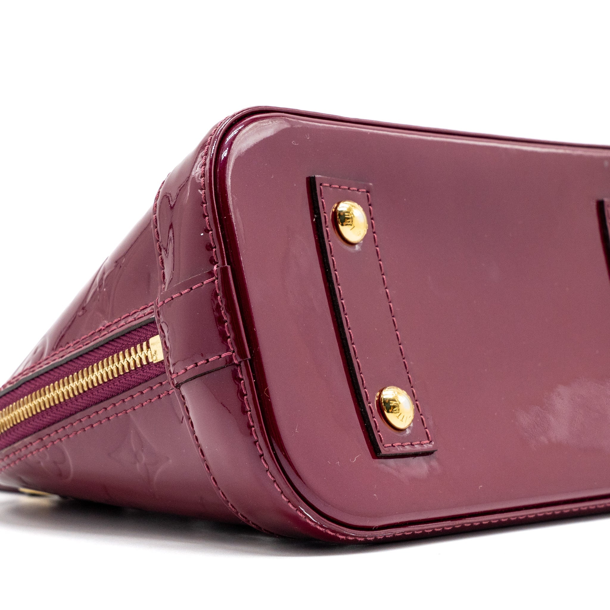 AAA Replica Louis Vuitton LV ALMA BB PATENT LEATHER INDIAN ROSE GHW