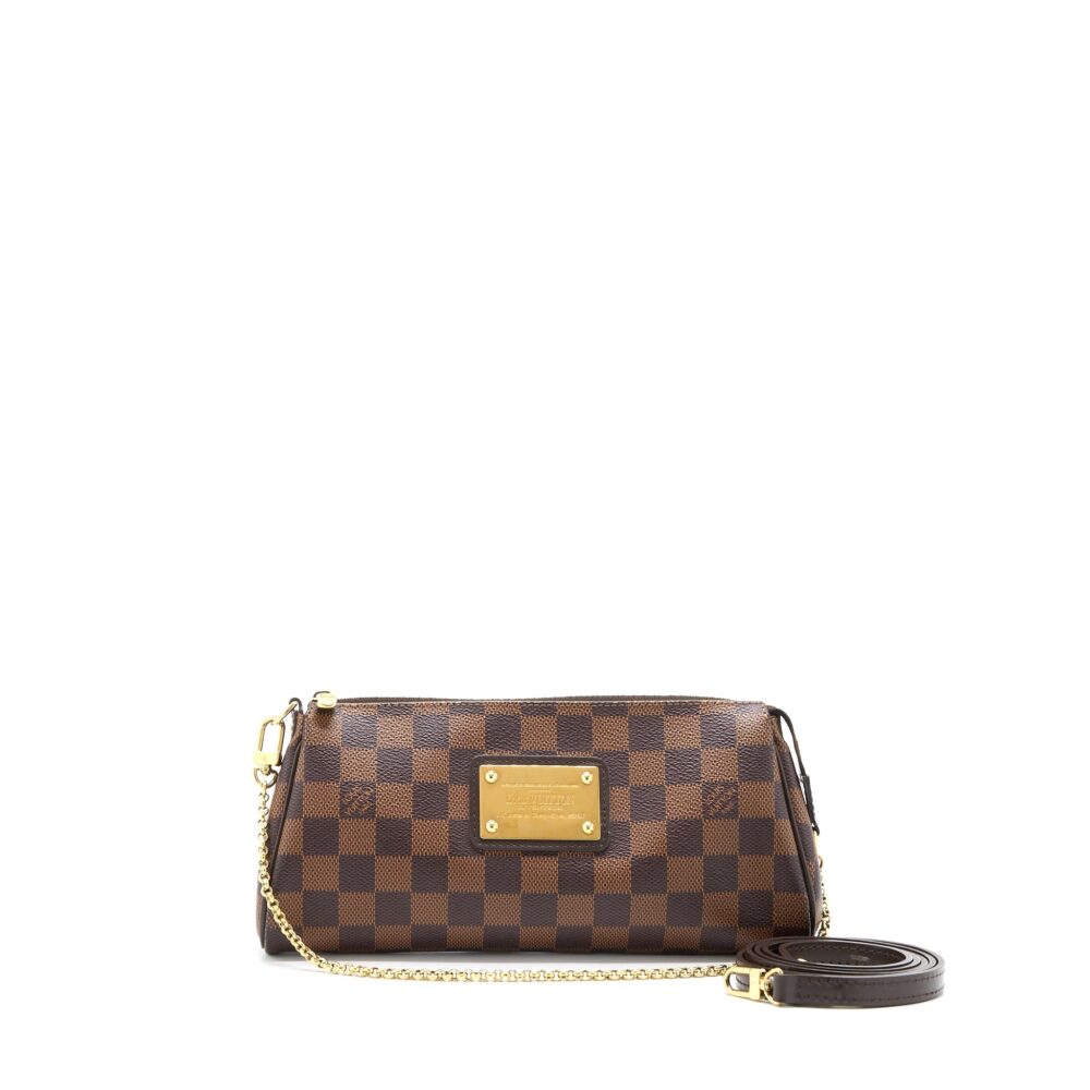 AAA Replica Louis Vuitton LV EVA CLUTCH DAMIER EBENE GHW