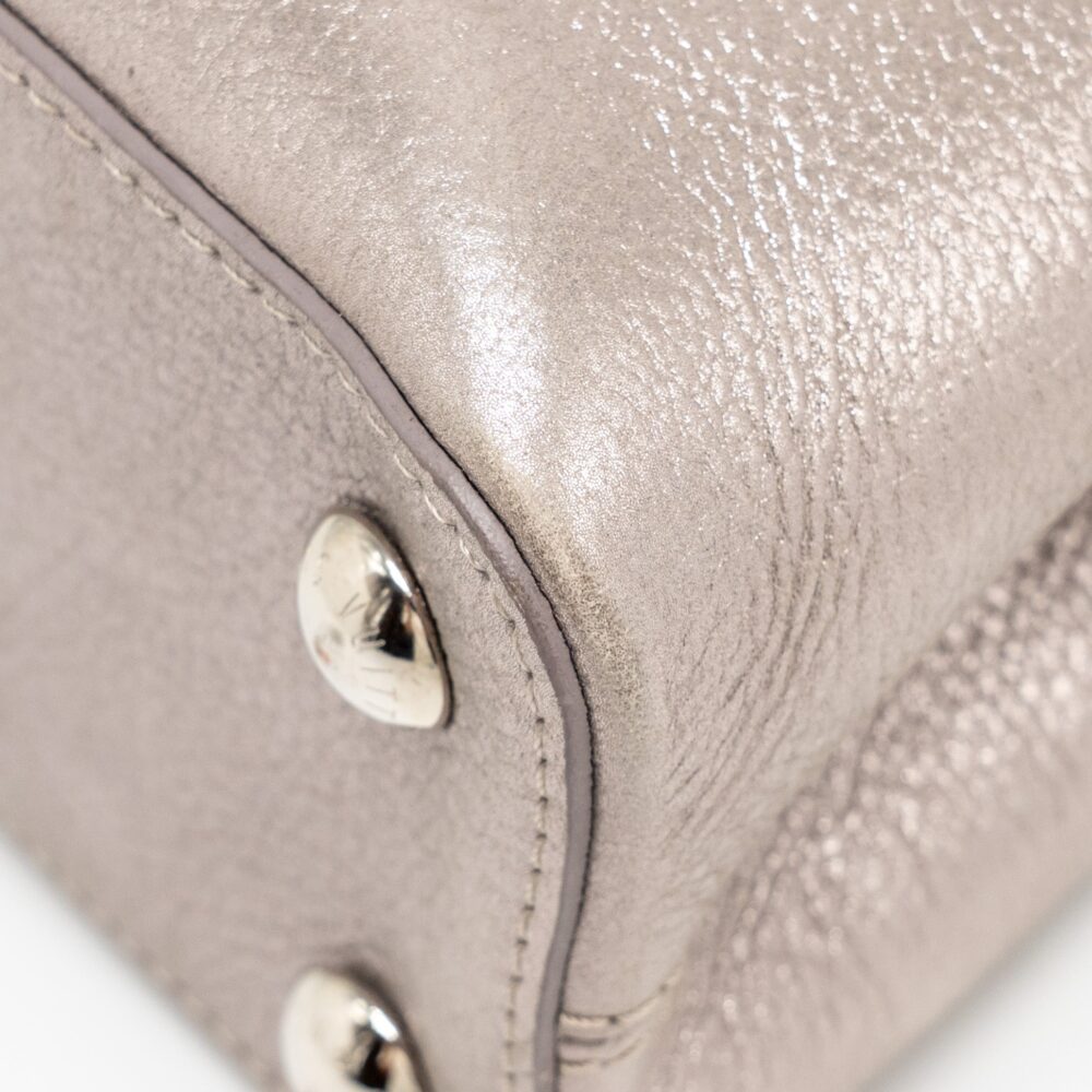 AAA Replica Louis Vuitton LV CAPUCINES BB LEATHER METALLIC SILVER SHW