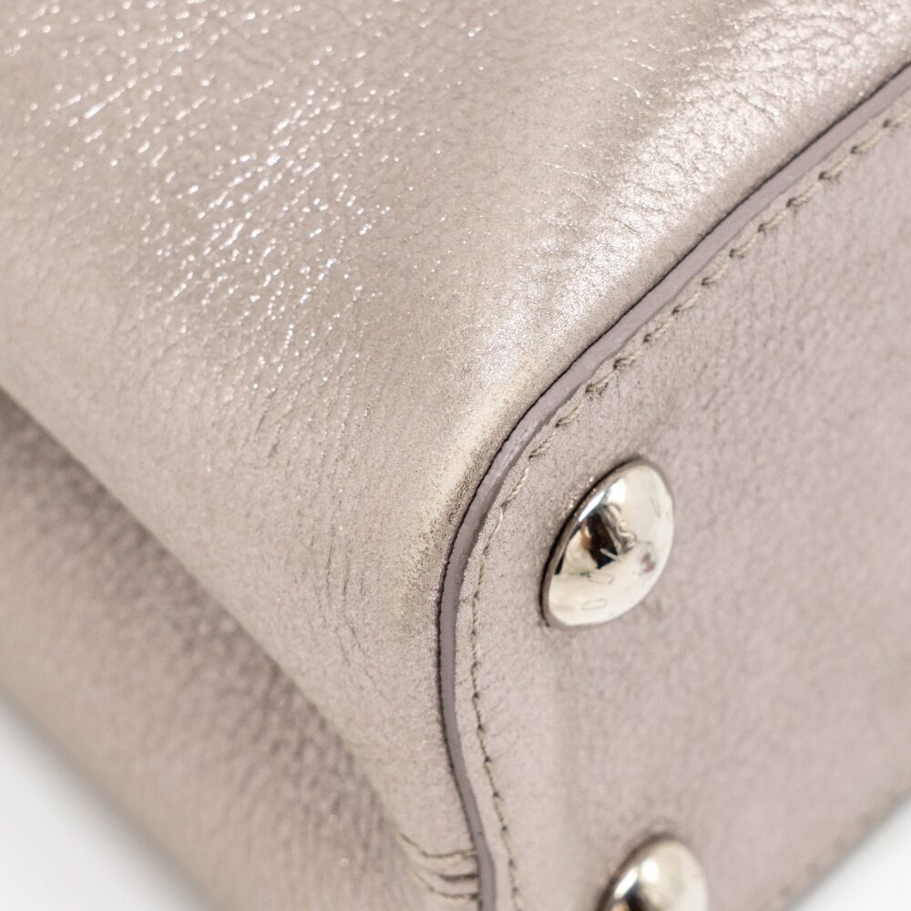 AAA Replica Louis Vuitton LV CAPUCINES BB LEATHER METALLIC SILVER SHW