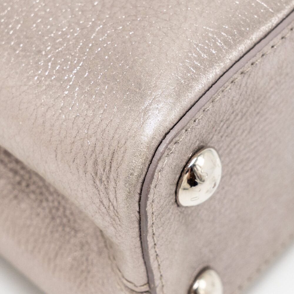 AAA Replica Louis Vuitton LV CAPUCINES BB LEATHER METALLIC SILVER SHW