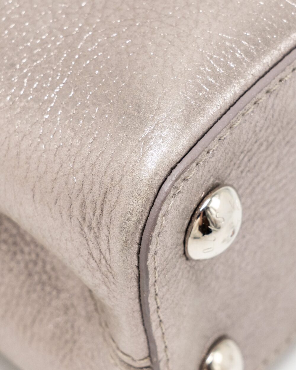 AAA Replica Louis Vuitton LV CAPUCINES BB LEATHER METALLIC SILVER SHW